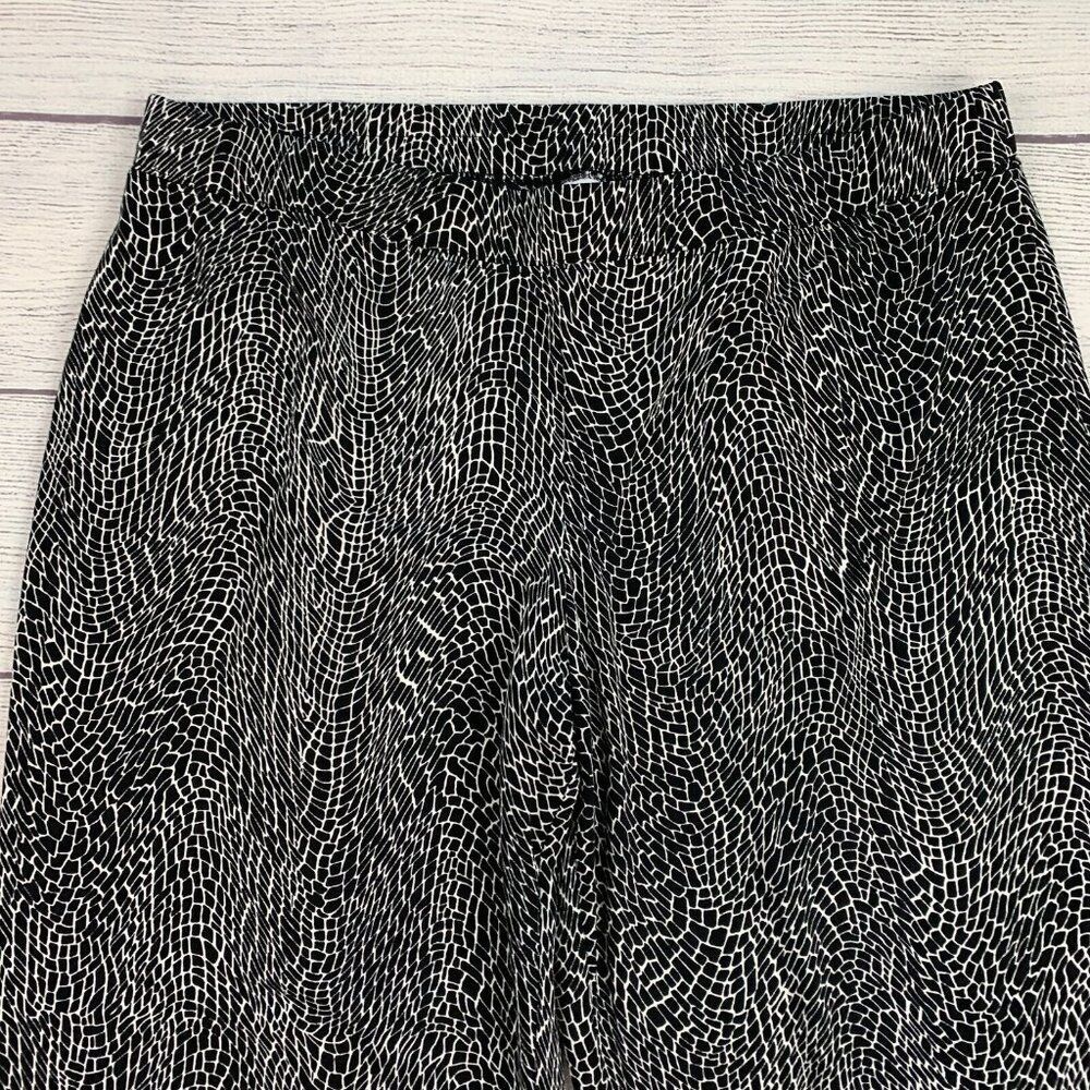 Susan Graver Pants sz XL Palazzo Elastic Waist Pull on Black White 27" Inseam - Picture 3 of 9